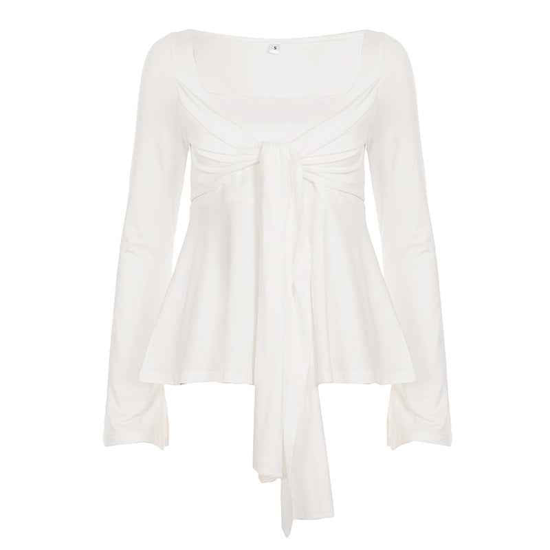 New Relaxed Loose-fit Womens Long-sleeve Top With A Square Neckline - VEX CLUB HOUSE