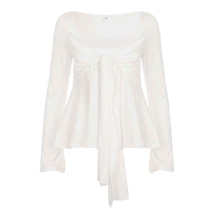 New Relaxed Loose-fit Womens Long-sleeve Top With A Square Neckline - VEX CLUB HOUSE