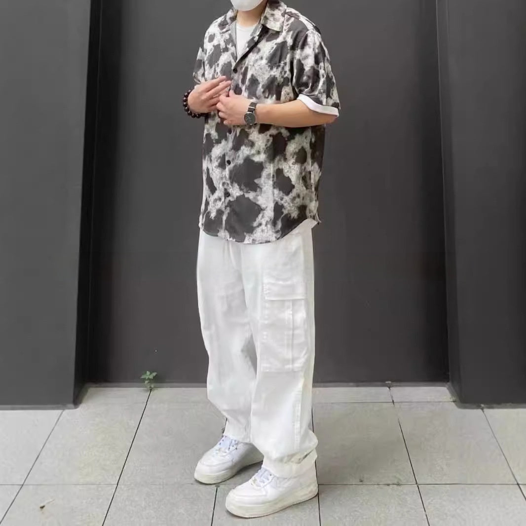 Loose Fitting Casual Straight Leg Cargo Pants With Multiple Pockets And A Drawstring Waist - VEX CLUB HOUSE