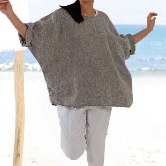 Oversized Loose-fitting With A Wide Crew Neck And Three-quarter-length Sleeves - VEX CLUB HOUSE