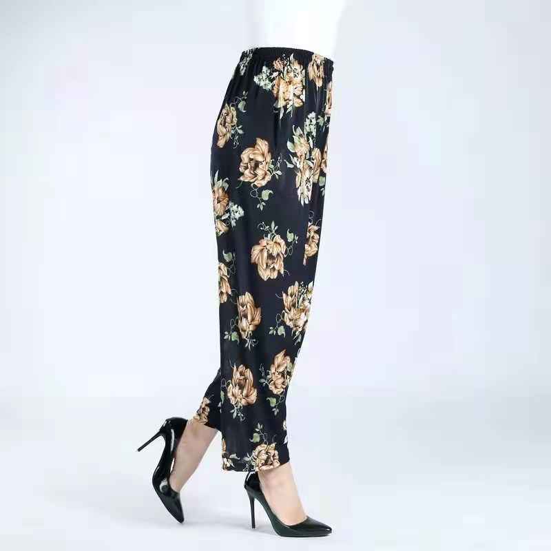 Women's Plus-sized Ice Silk Elastic Pants Cropped Straight - VEX CLUB HOUSE