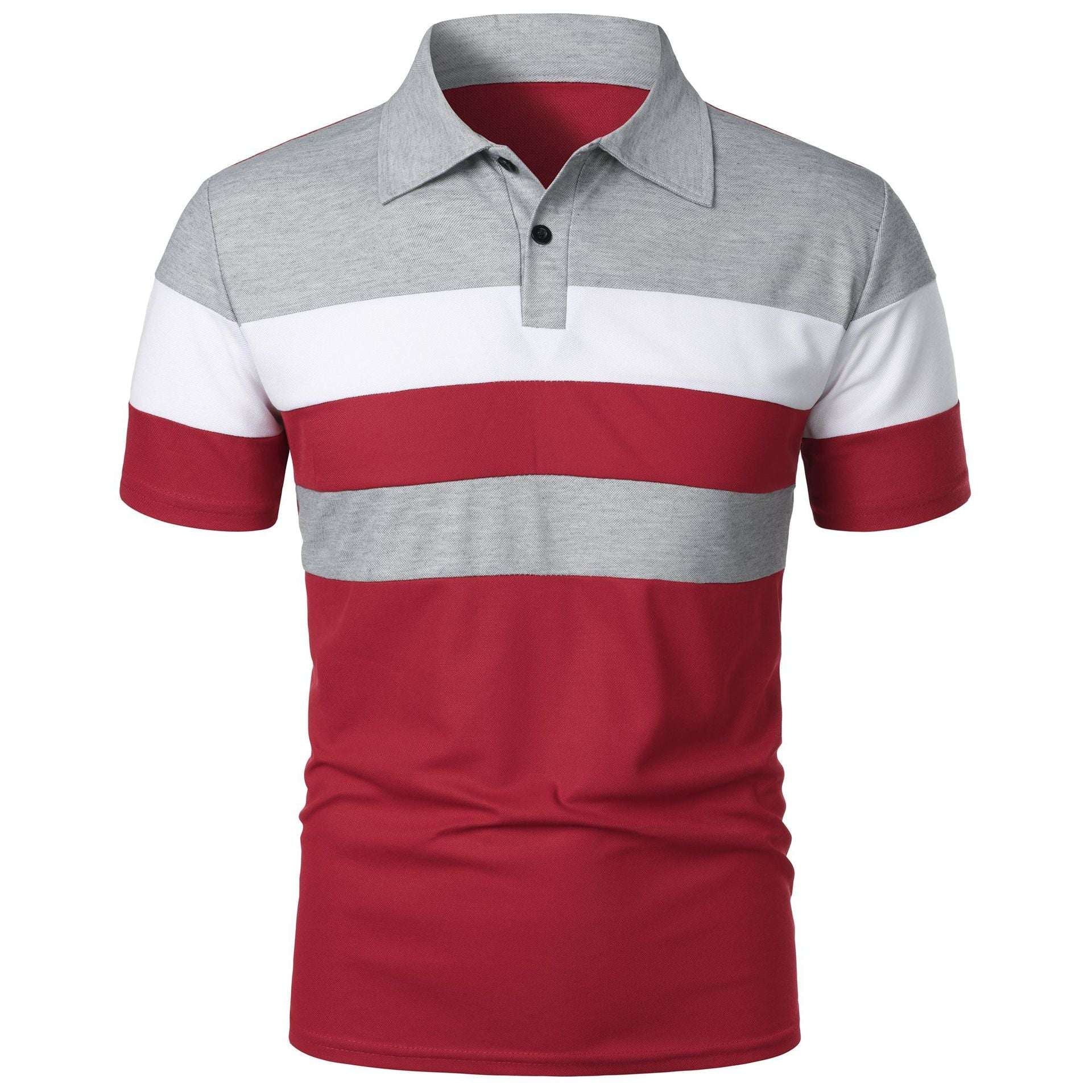 Men's Short Sleeve Chest Three Stripes Color Matching Fashion Short Sleeve - VEX CLUB HOUSE