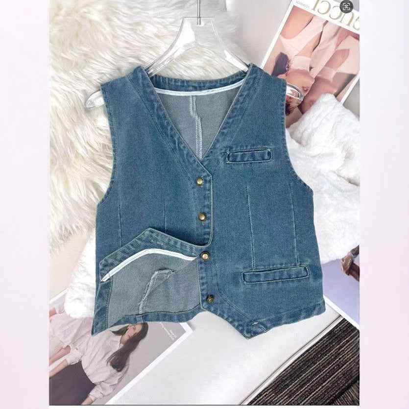 New Washed Denim Mini Vesttrendy And Stylish - VEX CLUB HOUSE