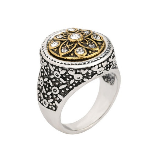 New Arrival King Queen Crown Signet Ring for Men Women Vintage Silver Color Carving Stars Punk Party Jewelry Gifts V E X C L U B H O U S E