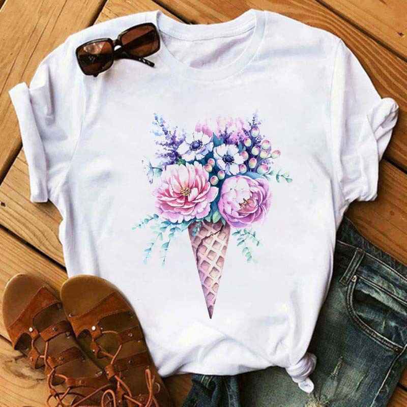 Ice Cream Flower Print Men And Women Couple Short Sleeve - VEX CLUB HOUSE