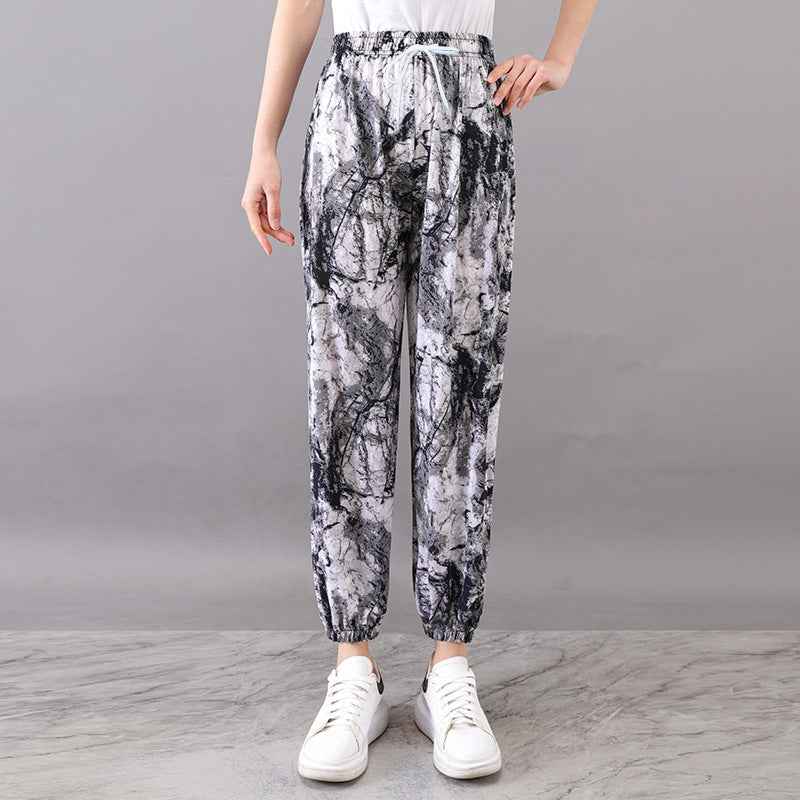 Women's Plus-sized Ice Silk Elastic Pants Cropped Straight - VEX CLUB HOUSE