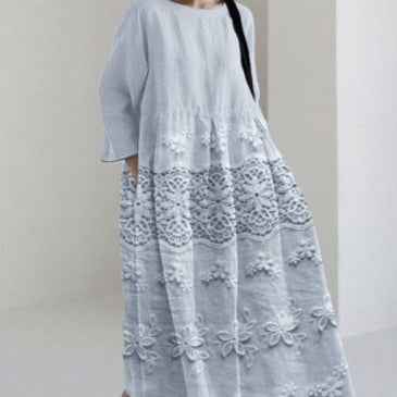 Womens 3D-printed Fashion Plus-size Loose Casual Long-sleeve Dress - VEX CLUB HOUSE