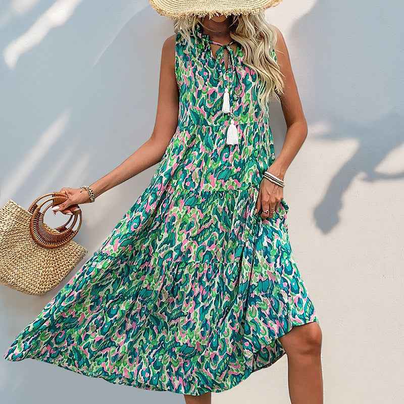 Long Abstract-print Dress For Your Vacation - VEX CLUB HOUSE