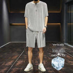 Men's Summer Thin Loose Short-sleeved Shorts High Sense Quick-drying Clothes Two-piece Suit - VEX CLUB HOUSE