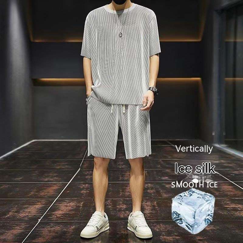 Men's Summer Thin Loose Short-sleeved Shorts High Sense Quick-drying Clothes Two-piece Suit - VEX CLUB HOUSE