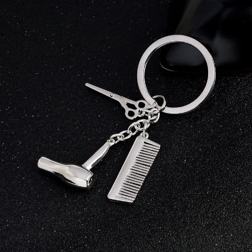 European and American jewelry fashion hairdresser hairdressing tools gold and silver alloy men and women gift key chain wholesale V E X C L U B H O U S E
