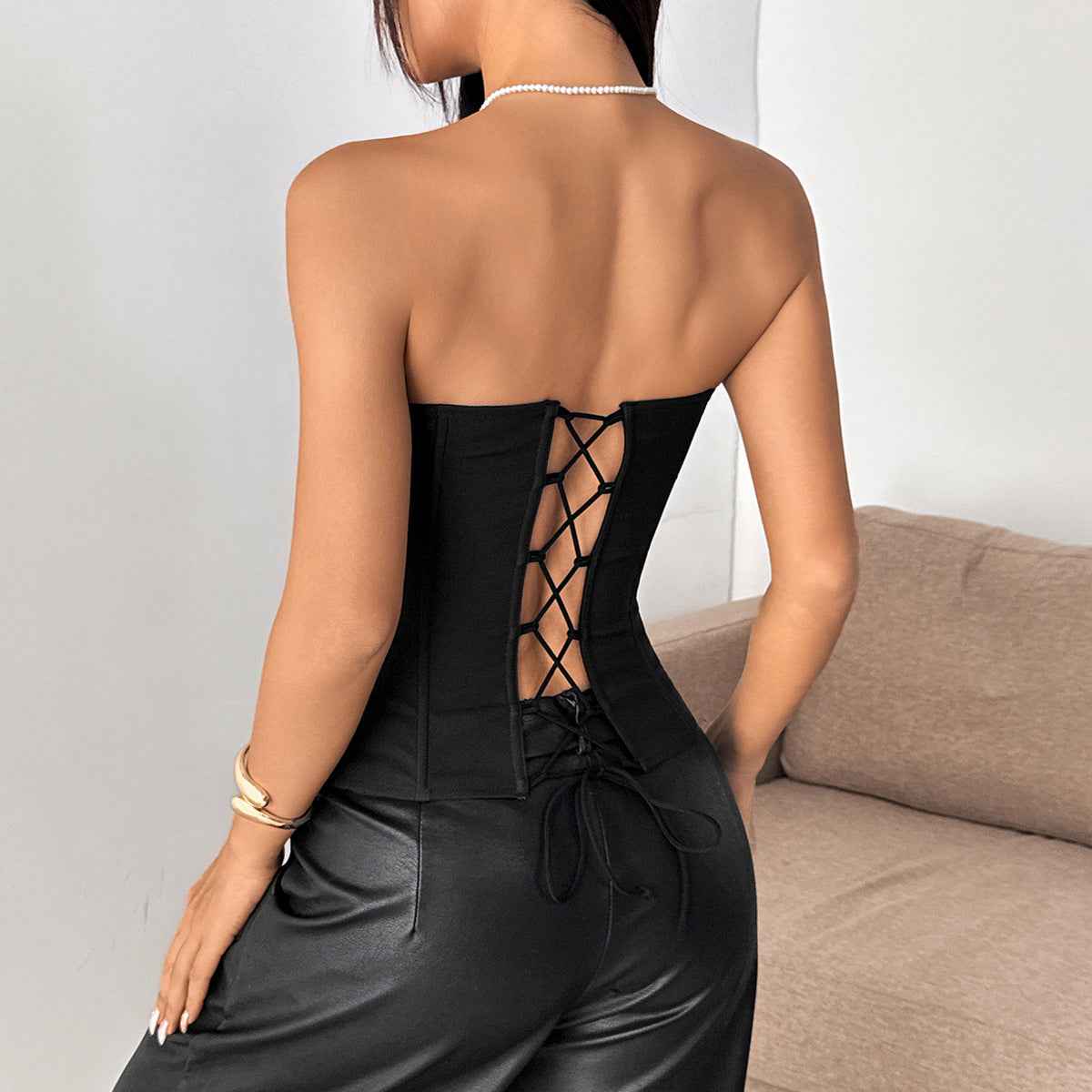 Womens Sexy Lace Top With Padded Cups And A Patchwork Design - VEX CLUB HOUSE