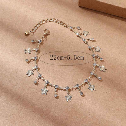 Butterfly Tassel Anklet Colorful Oil Necklace Flowers Leaves - VEX CLUB HOUSE