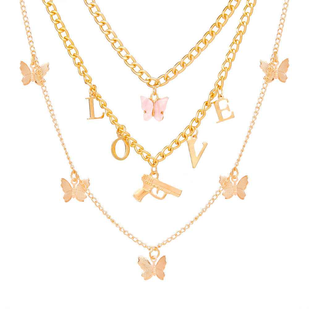 Chain Butterfly Necklace Women Multilayer Pendant Necklace Set Women - VEX CLUB HOUSE