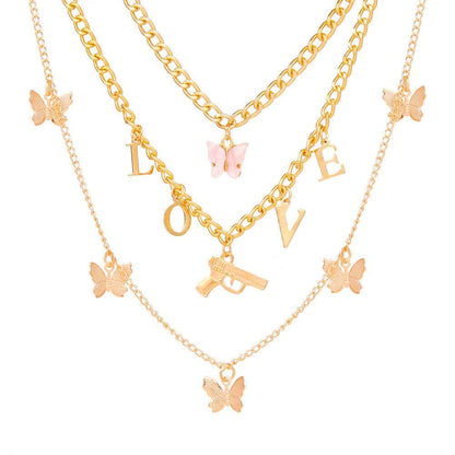 Chain Butterfly Necklace Women Multilayer Pendant Necklace Set Women - VEX CLUB HOUSE