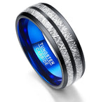 Wedding Band 8mm Width Men Women Rings Accessories Black Blue Tungsten Carbide Rings Couple Anillos Fashion Jewelry - VEX CLUB HOUSE