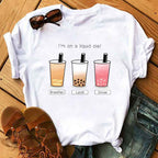 New Cute Milk Tea Print Short Sleeve Women - VEX CLUB HOUSE