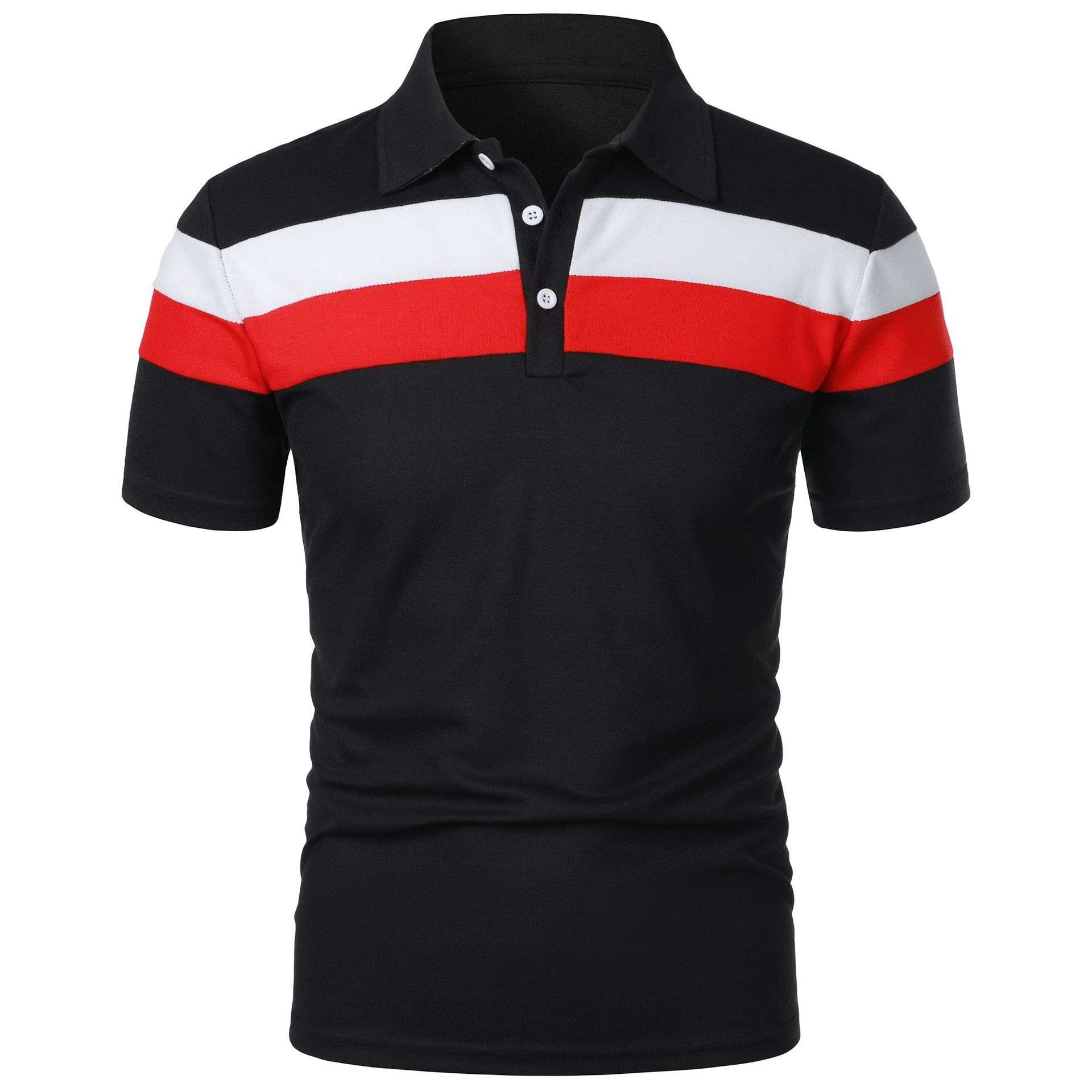Men's Short Sleeve Chest Three Stripes Color Matching Fashion Short Sleeve - VEX CLUB HOUSE