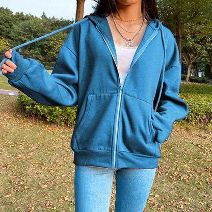 Fashion Women's Loose Street Zip Top - VEX CLUB HOUSE