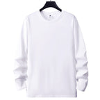 White Long Sleeve T Shirt Solid Color Cotton Base Layer - VEX CLUB HOUSE