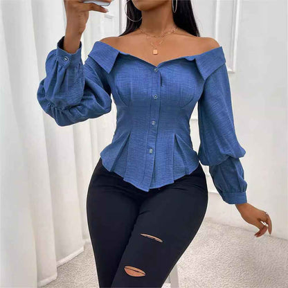Womens Stylish Casual Belted Long-sleeve Shirt - VEX CLUB HOUSE