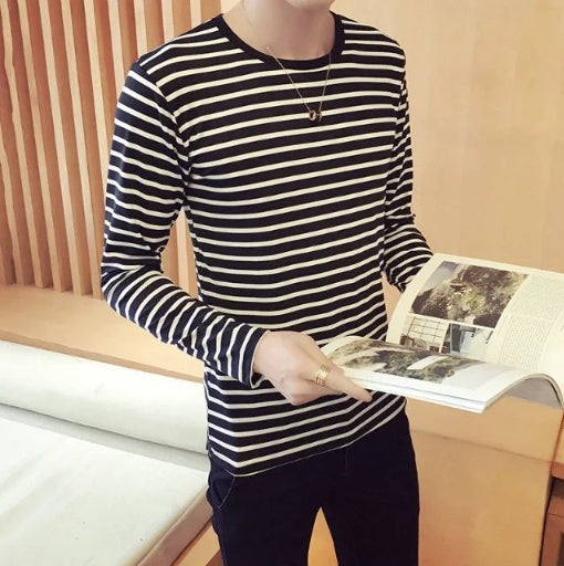 Black White Striped T-shirt Unisex Loose Oversize Extra Long Sleeve - VEX CLUB HOUSE
