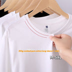 White Long Sleeve T Shirt Solid Color Cotton Base Layer - VEX CLUB HOUSE