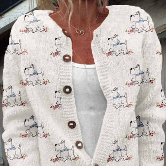 Womens 3D-printed Crew-neck Cardigan A Stylish Knit Outerwear Piece For Fall - VEX CLUB HOUSE