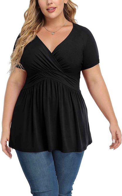 Women's Plus Size T-shirt V-neck Top - VEX CLUB HOUSE