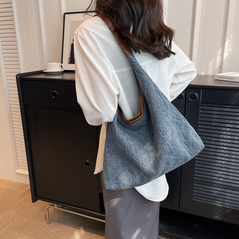 Denim Canvas Bucket Bag Fashion Large Capacity Shoulder Bags For Women Tote Handbag Female Shopping Bags - VEX CLUB HOUSE