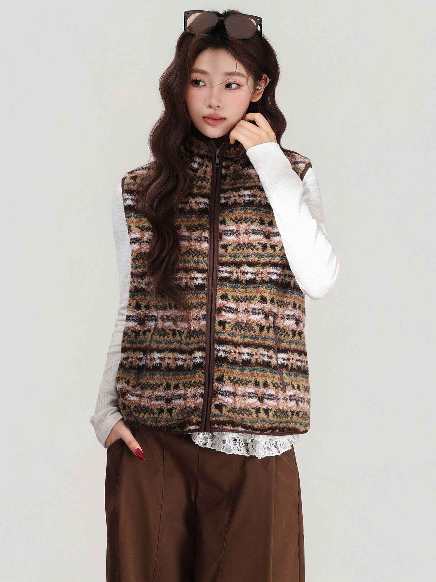 Retro Stand-collar Lamb Wool Vest Women's Cardigan Jacket For Autumn And Winter Layering - VEX CLUB HOUSE