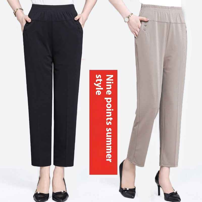Summer Ice Silk Thin Casual Straight-leg Cropped Pants - VEX CLUB HOUSE