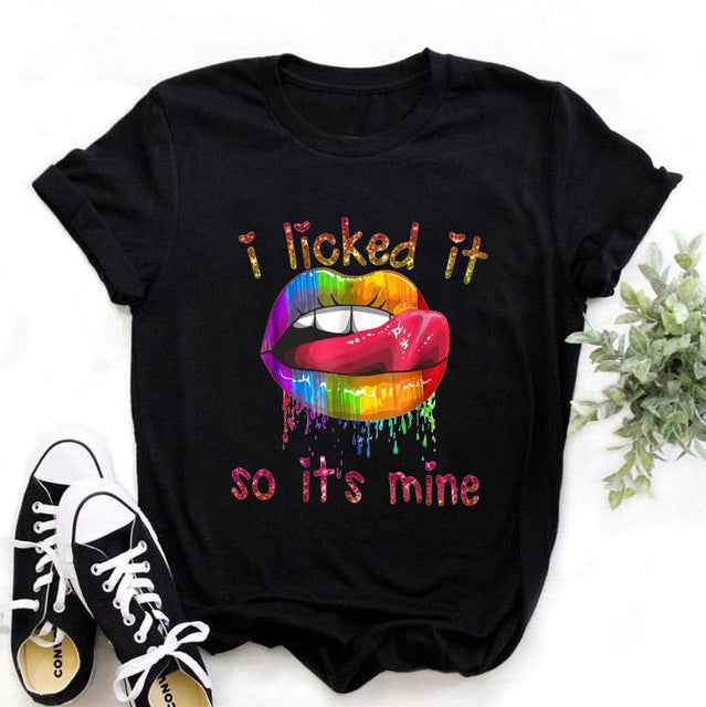 Shut Up Gesture Lips Short Sleeve T-shirt No Letters - VEX CLUB HOUSE