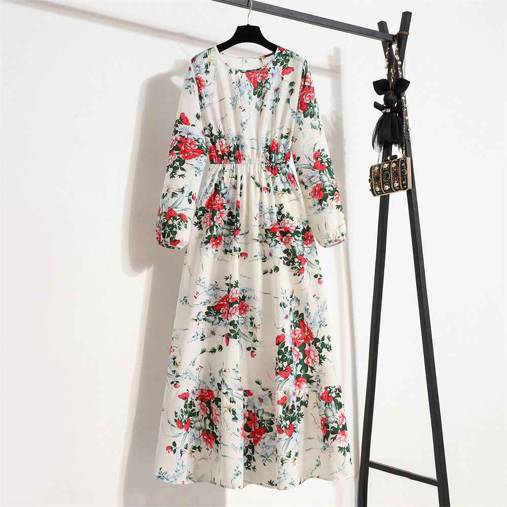 Womens Versatile Round-neck Floral Chiffon Dress - VEX CLUB HOUSE