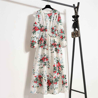 Womens Versatile Round-neck Floral Chiffon Dress - VEX CLUB HOUSE