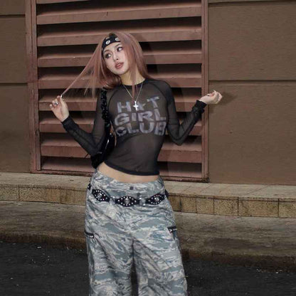 New Womens Fashion Short Top With A Round Neck Floral Print And Sheer Mesh Design - VEX CLUB HOUSE