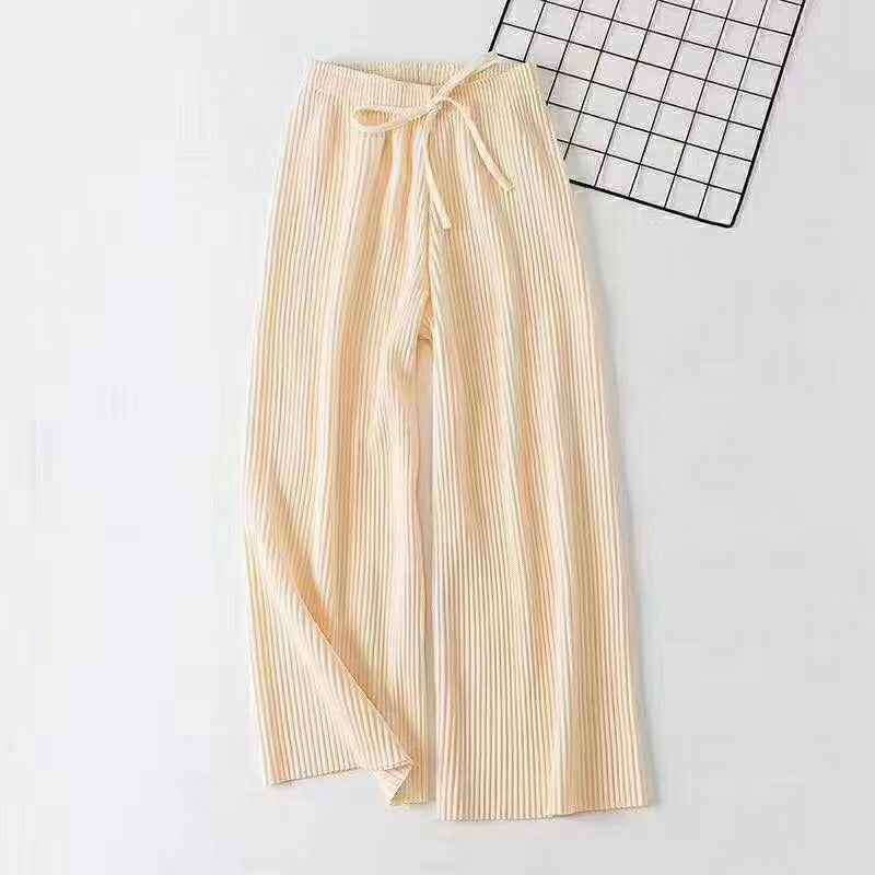 Drape Loose And Versatile High-waist Elastic Thin Straight-leg Pants Cropped Trousers - VEX CLUB HOUSE