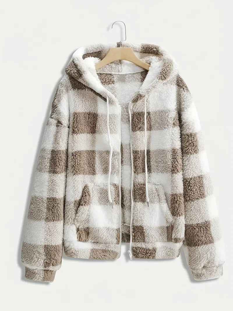 Fashionable Casual Zip-up Plush Hoodie With Long Sleeves - VEX CLUB HOUSE