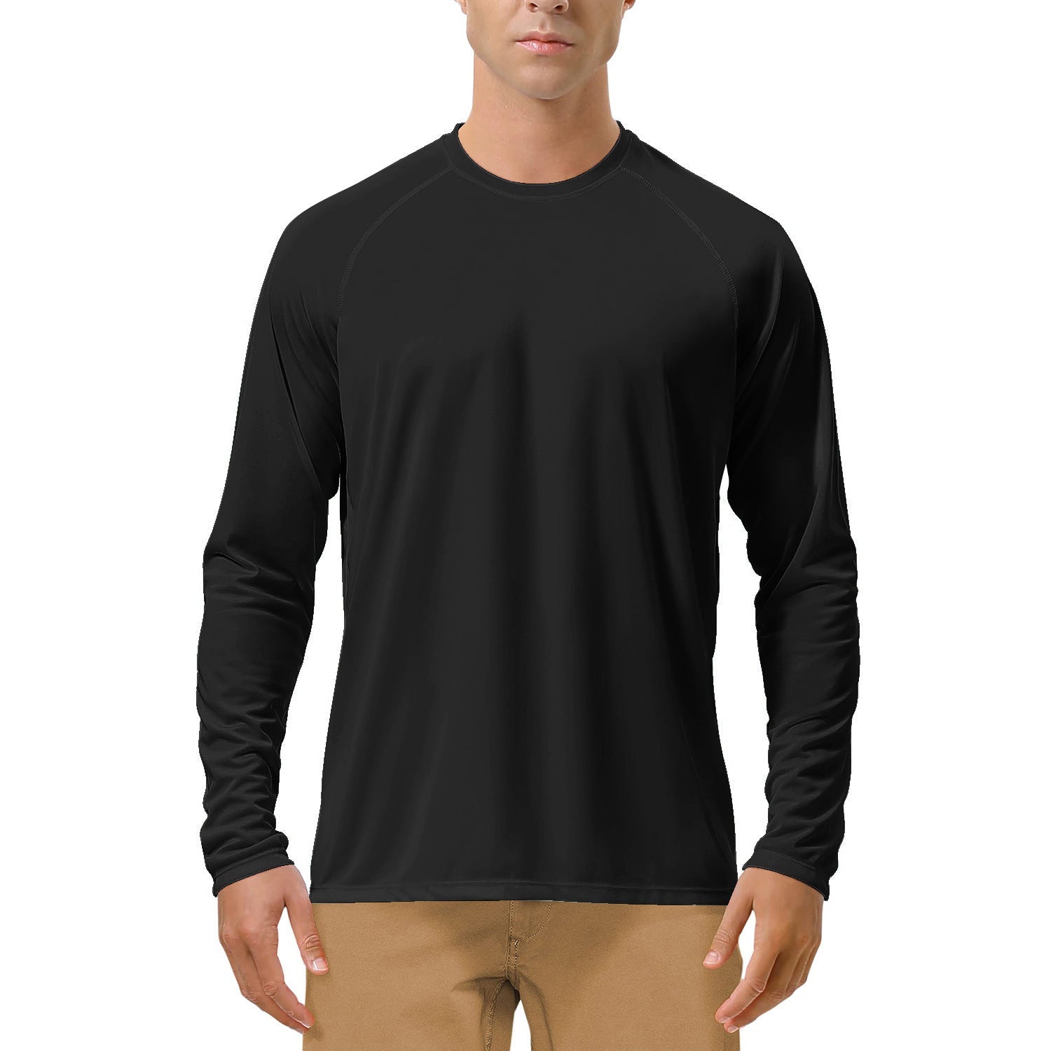 Quick-drying Solid Color Round Neck Sports Training Stretch Sun Protection Long Sleeve - VEX CLUB HOUSE