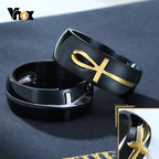 Two Tone Detachable Ankh Egyptian Cross Ring For Men Stainless Steel Male Religious Jewelry V E X C L U B H O U S E