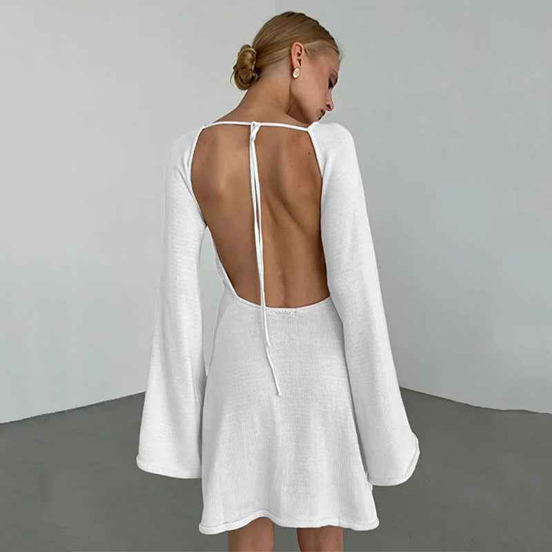 Womens Sexy Loose-fittingBackless Long-sleeve Dress - VEX CLUB HOUSE