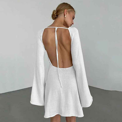 Womens Sexy Loose-fittingBackless Long-sleeve Dress - VEX CLUB HOUSE