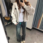 American Vintage Zipper Hooded Cardigan Sweater Women's Spring And Autumn - VEX CLUB HOUSE