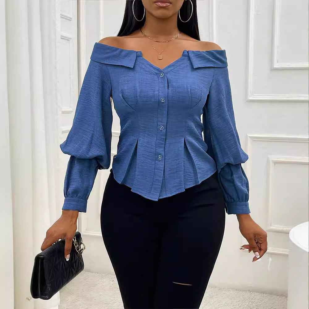 Womens Stylish Casual Belted Long-sleeve Shirt - VEX CLUB HOUSE