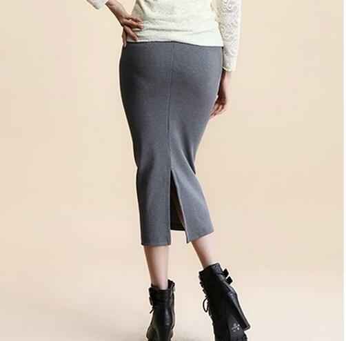 Mid-waist Rib Knitted Sheath Split Skirt - VEX CLUB HOUSE