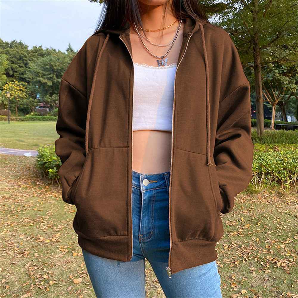 Fashion Women's Loose Street Zip Top - VEX CLUB HOUSE