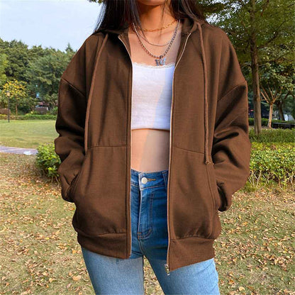 Fashion Women's Loose Street Zip Top - VEX CLUB HOUSE