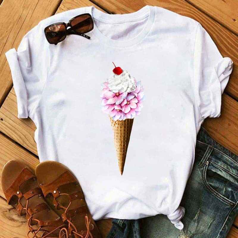 Ice Cream Flower Print Men And Women Couple Short Sleeve - VEX CLUB HOUSE