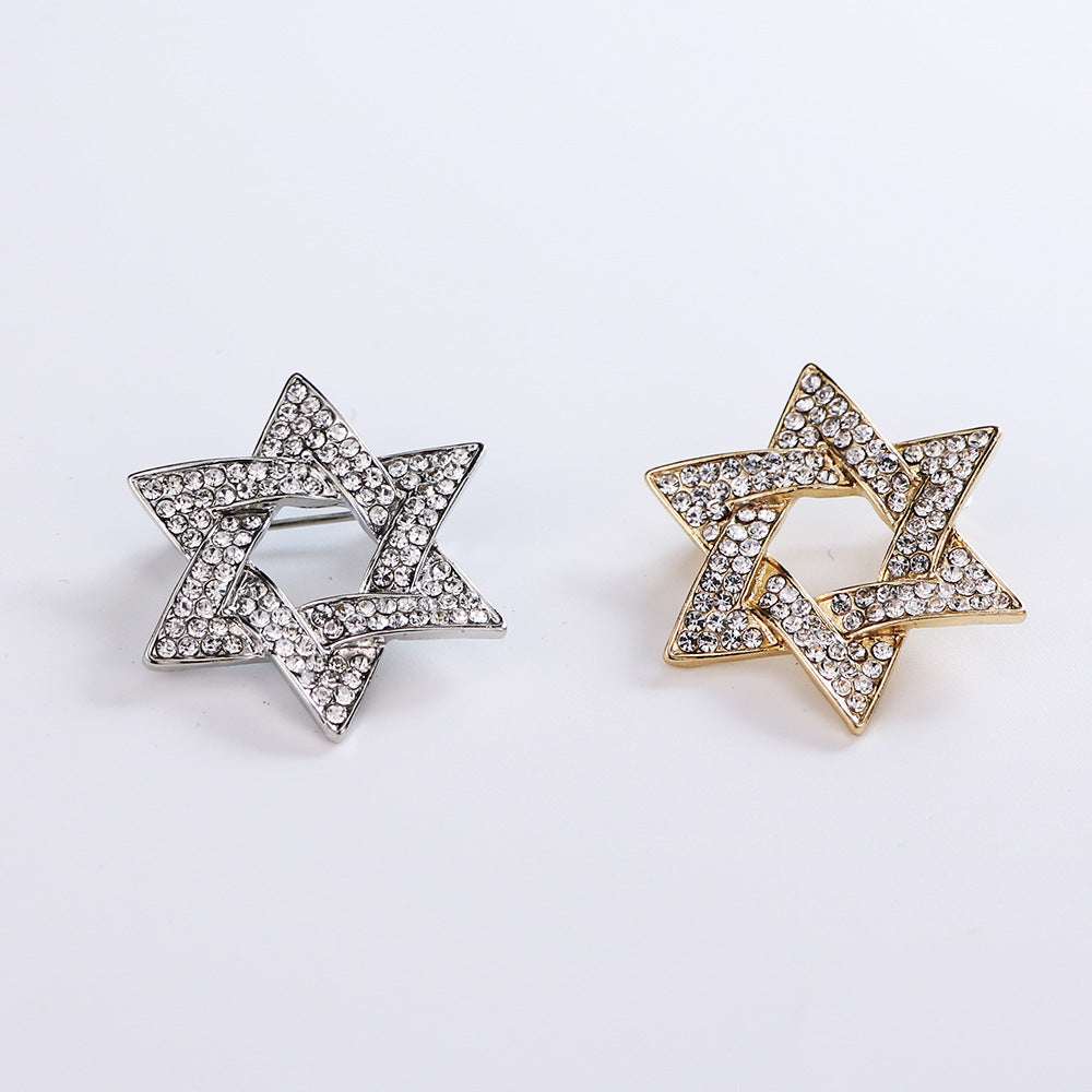 European And American Jewelry Custom-Made Six-Pointed Star Brooch Pins For Men V E X C L U B H O U S E