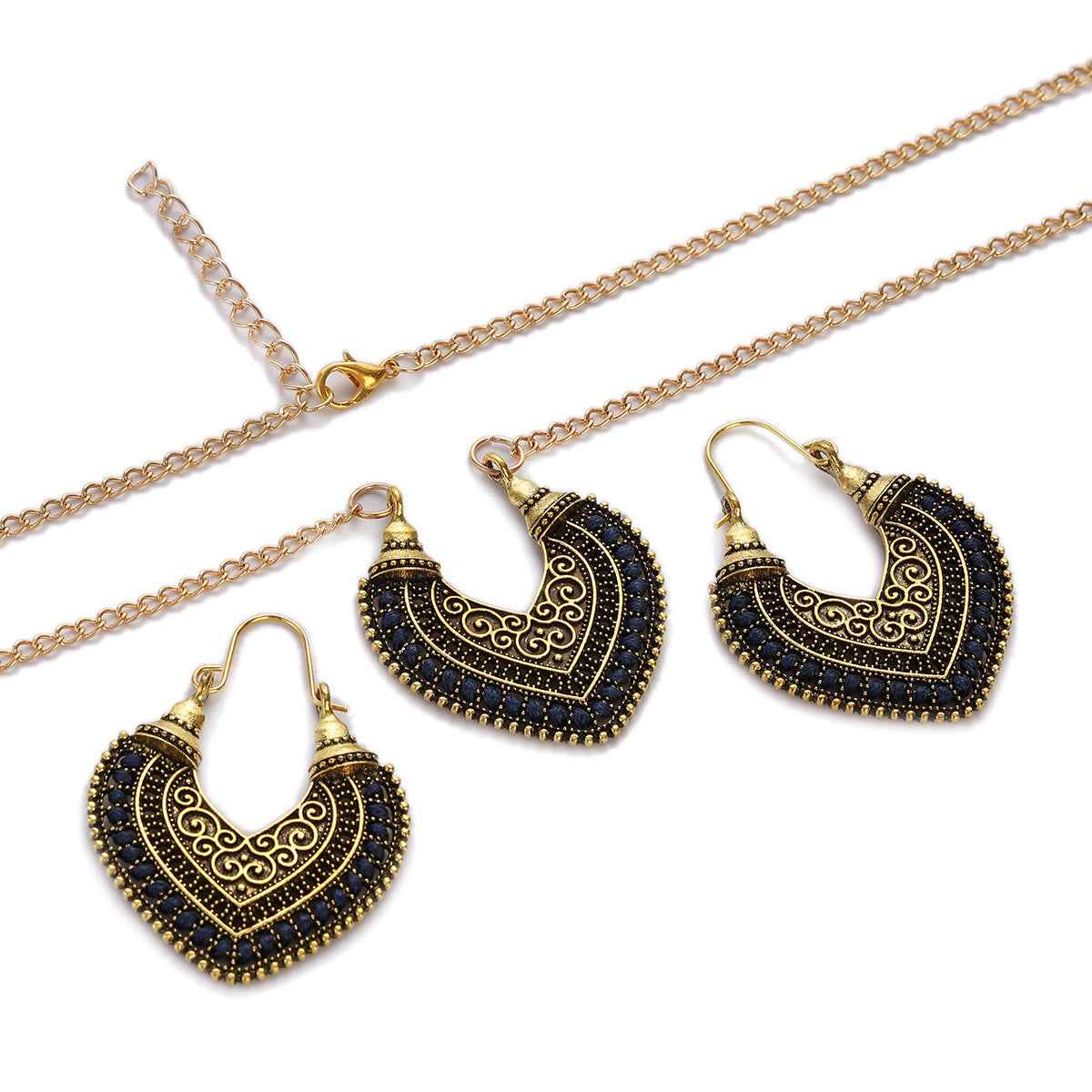 Colored Rope Winding Earrings Necklace Two-piece Set - VEX CLUB HOUSE
